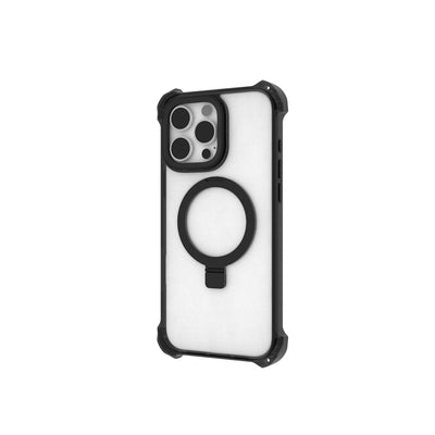 Apple iPhone 16 Pro Max Kılıf Magsafe Şarj Özellikli Raptic Dual Serisi Şeffaf Standlı Kapak Siyah