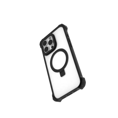 Apple iPhone 16 Pro Max Kılıf Magsafe Şarj Özellikli Raptic Dual Serisi Şeffaf Standlı Kapak Siyah