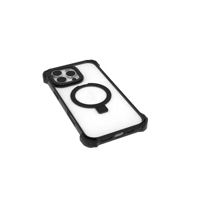 Apple iPhone 16 Pro Max Kılıf Magsafe Şarj Özellikli Raptic Dual Serisi Şeffaf Standlı Kapak Siyah