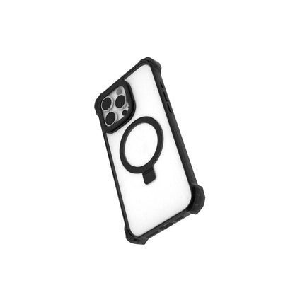 Apple iPhone 16 Pro Max Kılıf Magsafe Şarj Özellikli Raptic Dual Serisi Şeffaf Standlı Kapak Siyah