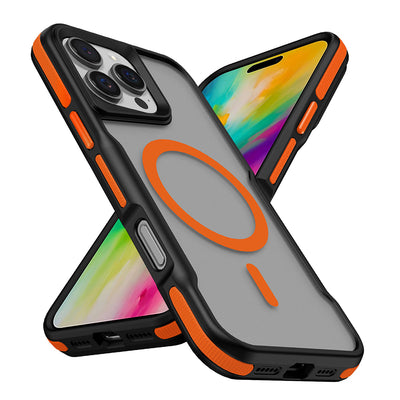 Apple iPhone 16 Pro Max Kılıf Magsafe Şarj Özellikli Renkli Kenar Airbag Şeritli Zore Lamer Kapak Siyah