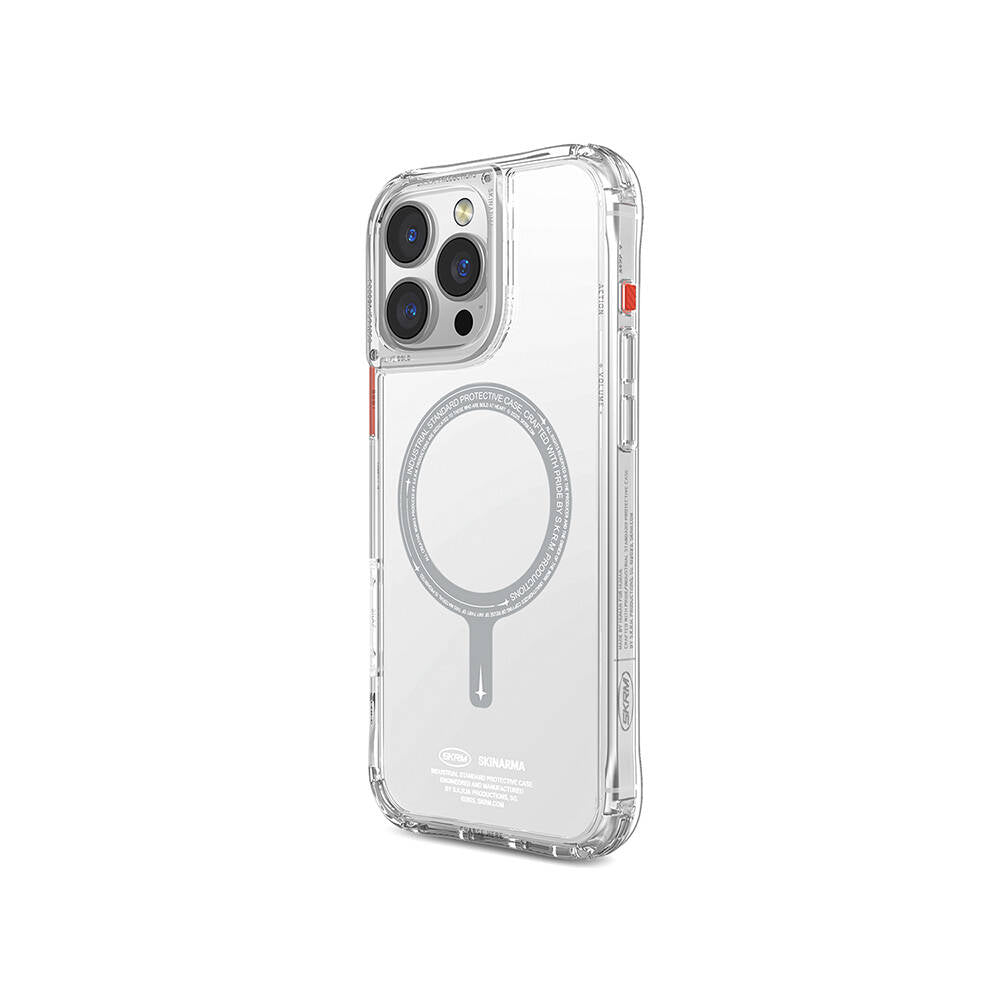 Apple iPhone 16 Pro Max Kılıf Magsafe Şarj Özellikli Şeffaf Airbag Tasarımlı Skinarma Saido Kapak Siyah