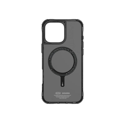 Apple iPhone 16 Pro Max Kılıf Magsafe Şarj Özellikli Şeffaf Airbag Tasarımlı Skinarma Saido Kapak Siyah