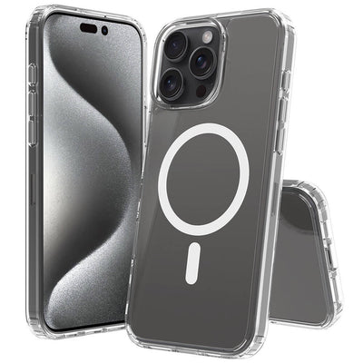 Apple iPhone 16 Pro Max Kılıf M-safe Şarj Özellikli Şeffaf Sert PC Zore Embos Kapak Şeffaf