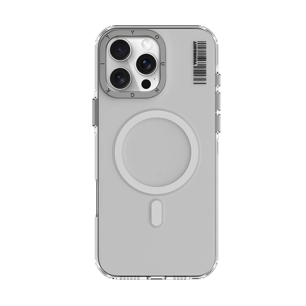 Apple iPhone 16 Pro Max Kılıf Magsafe Şarj Özellikli Şeffaf Youngkit Crystal Shield Serisi Kapak Gold