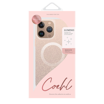 Apple iPhone 16 Pro Max Kılıf Magsafe Şarj Özellikli Simli Arka Yüzey Askı Aparatlı Coehl Lumino Kapak Rose Gold