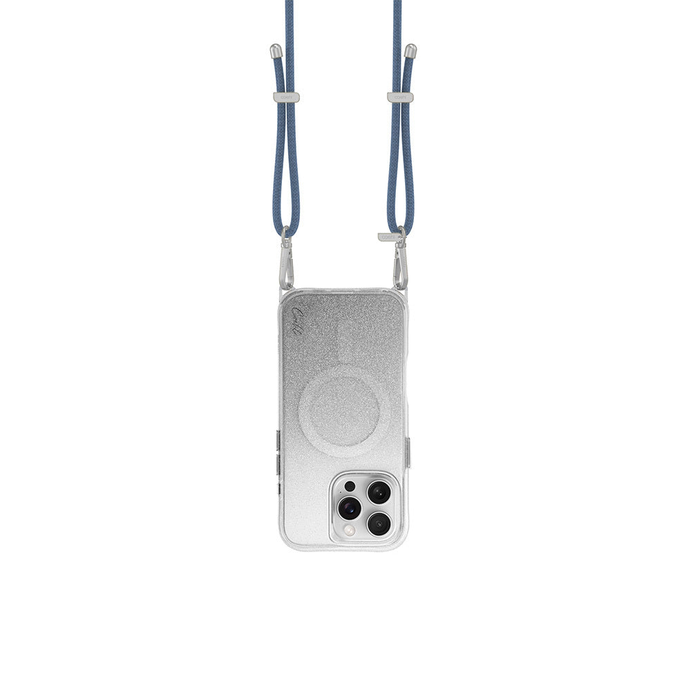 Apple iPhone 16 Pro Max Kılıf Magsafe Şarj Özellikli Simli Arka Yüzey Askı Aparatlı Coehl Lumino Kapak Rose Gold