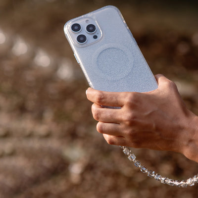 Apple iPhone 16 Pro Max Kılıf Magsafe Şarj Özellikli Simli Arka Yüzey Askı Aparatlı Coehl Lumino Kapak Rose Gold