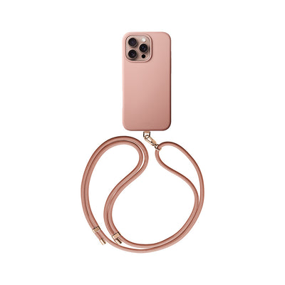 Apple iPhone 16 Pro Max Kılıf Magsafe Şarj Özellikli Soft Arka Yüzey Askı İpli Coehl Creme Kapak Gri