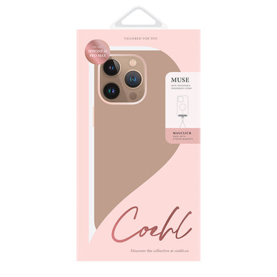 Apple iPhone 16 Pro Max Kılıf Magsafe Şarj Özellikli Soft Arka Yüzey Askı İpli Coehl Muse Kapak Krem