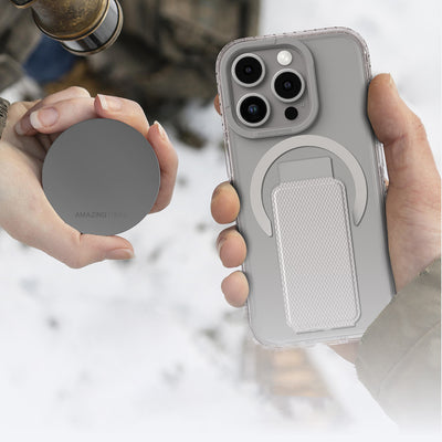 Apple iPhone 16 Pro Max Kılıf Magsafe Şarj Özellikli Standlı Amazingthing Titan Pro Plus Kapak Gri