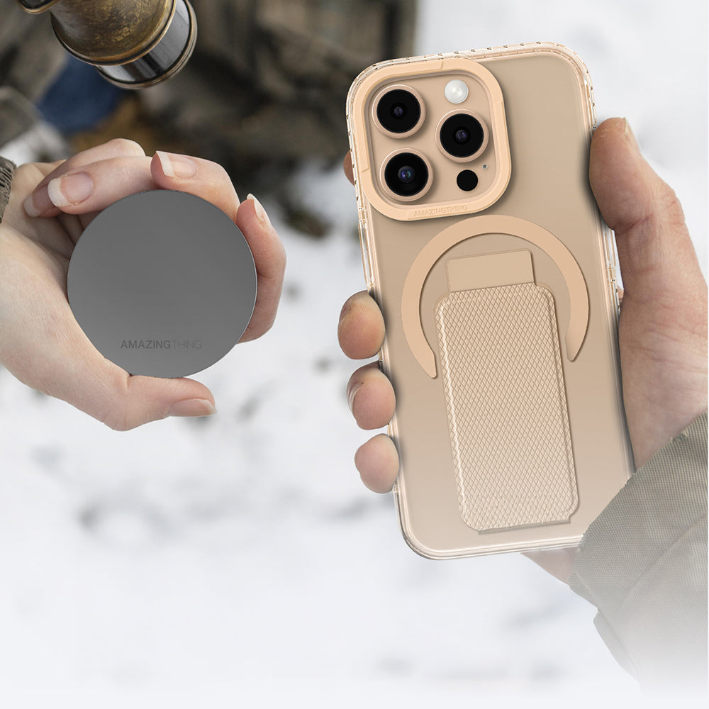 Apple iPhone 16 Pro Max Kılıf Magsafe Şarj Özellikli Standlı Amazingthing Titan Pro Plus Kapak Gri