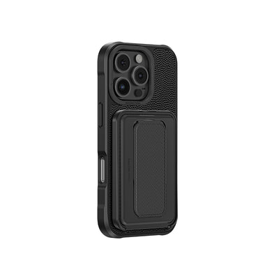 Apple iPhone 16 Pro Max Kılıf Magsafe Şarj Özellikli Standlı Kartlıklı Set Amazingthing Glamour Luxe Serisi Kapak Siyah