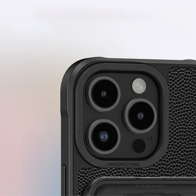 Apple iPhone 16 Pro Max Kılıf Magsafe Şarj Özellikli Standlı Kartlıklı Set Amazingthing Glamour Luxe Serisi Kapak Siyah