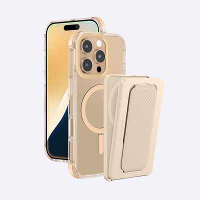 Apple iPhone 16 Pro Max Kılıf Magsafe Şarj Özellikli Standlı Set Amazingthing Omni Adventure Serisi Kapak Rose Gold