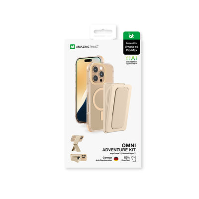 Apple iPhone 16 Pro Max Kılıf Magsafe Şarj Özellikli Standlı Set Amazingthing Omni Adventure Serisi Kapak Rose Gold
