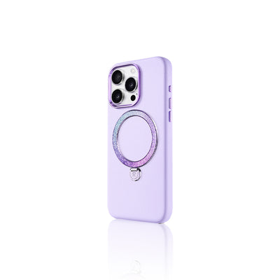 Apple iPhone 16 Pro Max Kılıf M-safe Şarj Özellikli Standlı Suni Deri Tasarımlı Pynana Dancing Circle Serisi Kapak Siyah