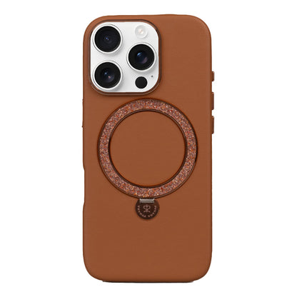 iPhone 16 Pro Max Kılıf M-safe Şarj Özellikli Standlı Suni Deri Tasarımlı Pynana Dancing Circle Serisi Kılıf