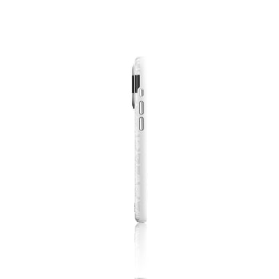 Apple iPhone 16 Pro Max Kılıf M-safe Şarj Özellikli Suni Deri Tasarımlı Desenli Pynana Print Serisi Kapak Beyaz