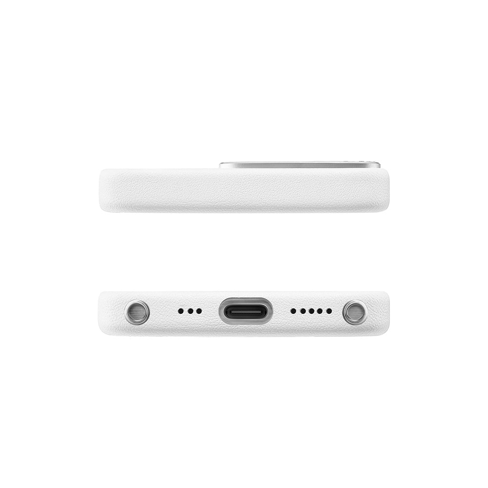 Apple iPhone 16 Pro Max Kılıf M-safe Şarj Özellikli Suni Deri Tasarımlı Pynana Starry Serisi Kapak Beyaz