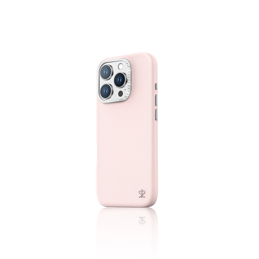 Apple iPhone 16 Pro Max Kılıf M-safe Şarj Özellikli Suni Deri Tasarımlı Pynana Starry Serisi Kapak Beyaz