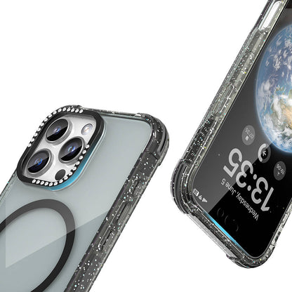 iPhone 16 Pro Max Kılıf M-safe Şarj Özellikli Taşlı ve Simli Tasarım Mutural Blink Kılıf