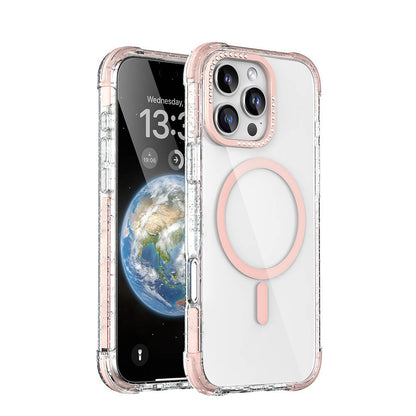 iPhone 16 Pro Max Kılıf M-safe Şarj Özellikli Taşlı ve Simli Tasarım Mutural Blink Kılıf