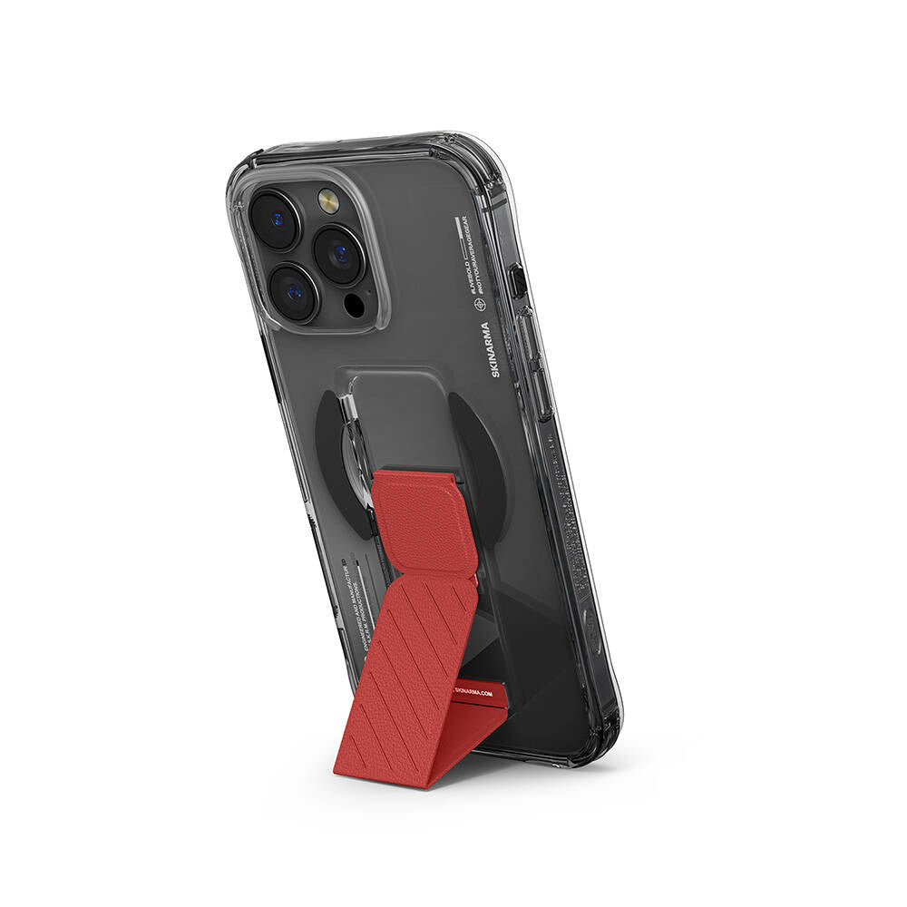 Apple iPhone 16 Pro Max Kılıf Magsafe Şarj Özellikli Teknoloji Desenli Standlı Skinarma Axon Kapak Titanyum