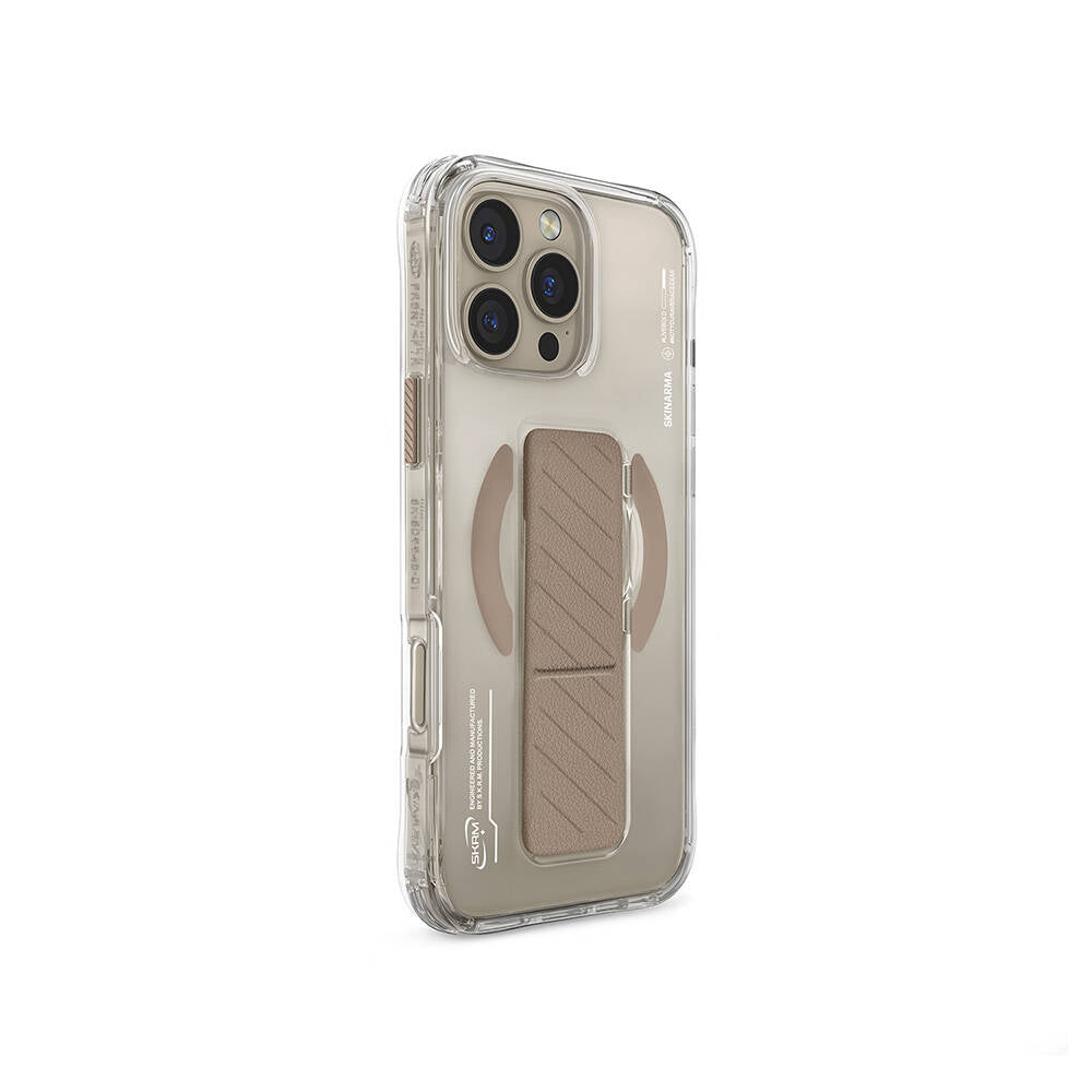 Apple iPhone 16 Pro Max Kılıf Magsafe Şarj Özellikli Teknoloji Desenli Standlı Skinarma Axon Kapak Siyah