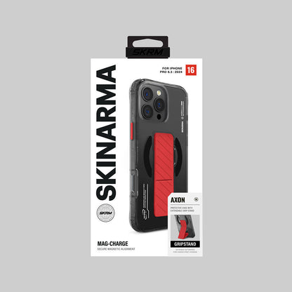 iPhone 16 Pro Max Kılıf M-safe Şarj Özellikli Teknoloji Desenli Standlı Skinarma Axon Kılıf