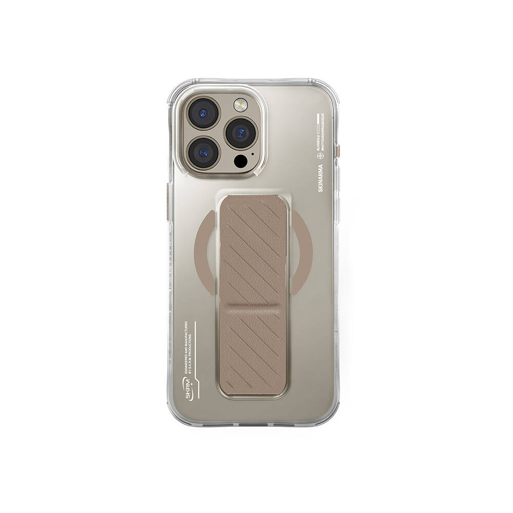 Apple iPhone 16 Pro Max Kılıf Magsafe Şarj Özellikli Teknoloji Desenli Standlı Skinarma Axon Kapak Siyah
