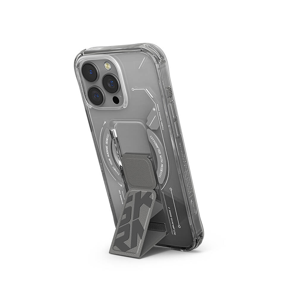 Apple iPhone 16 Pro Max Kılıf Magsafe Şarj Özellikli Teknoloji Desenli Standlı Skinarma Helio Kapak Siyah