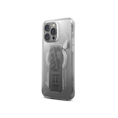 Apple iPhone 16 Pro Max Kılıf Magsafe Şarj Özellikli Teknoloji Desenli Standlı Skinarma Helio Kapak Siyah