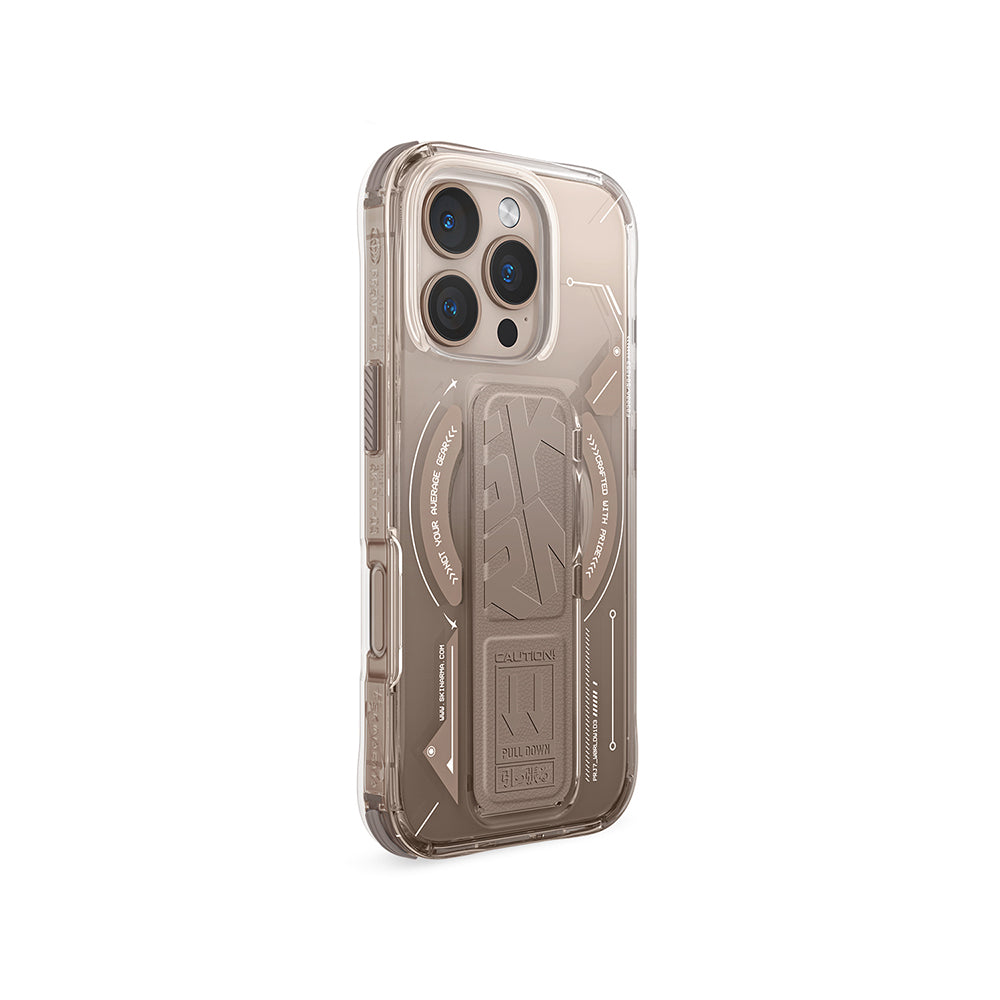 Apple iPhone 16 Pro Max Kılıf Magsafe Şarj Özellikli Teknoloji Desenli Standlı Skinarma Helio Kapak Siyah