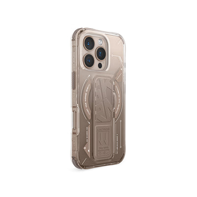Apple iPhone 16 Pro Max Kılıf Magsafe Şarj Özellikli Teknoloji Desenli Standlı Skinarma Helio Kapak Siyah