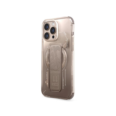 Apple iPhone 16 Pro Max Kılıf Magsafe Şarj Özellikli Teknoloji Desenli Standlı Skinarma Helio Kapak Siyah