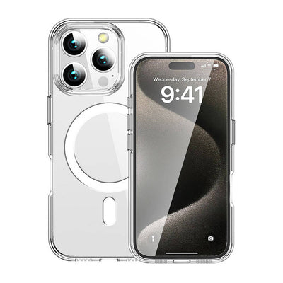 Apple iPhone 16 Pro Max Kılıf Magsafe Şarj Özellikli Transparan Sert PC Wlons Pita Kapak Şeffaf
