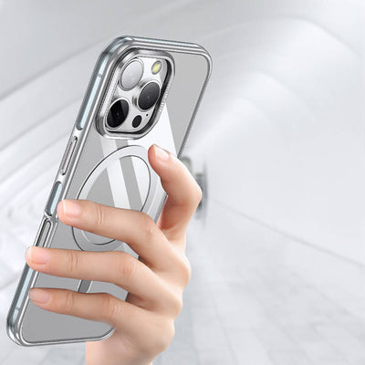 Apple iPhone 16 Pro Max Kılıf Magsafe Şarj Özellikli Wlons Standlı Efsane Kapak Gri