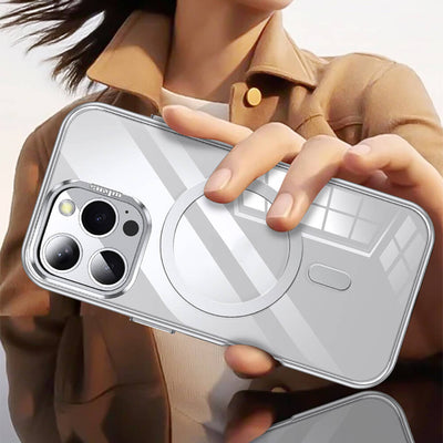 Apple iPhone 16 Pro Max Kılıf Magsafe Şarj Özellikli Wlons Standlı Efsane Kapak Gri