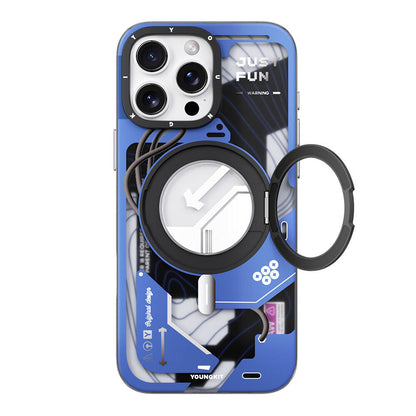 iPhone 16 Pro Max Kılıf M-safe Şarj Özellikli Youngkit 360° Standlı Starship Serisi Kılıf