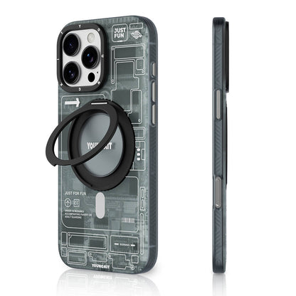 iPhone 16 Pro Max Kılıf M-safe Şarj Özellikli Youngkit 360° Standlı Technology Serisi Kılıf