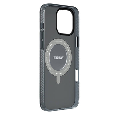 Apple iPhone 16 Pro Max Kılıf Magsafe Şarj Özellikli Youngkit 360° Standlı Technology Serisi Kapak Gri