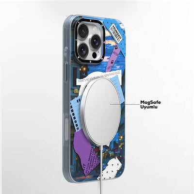 Apple iPhone 16 Pro Max Kılıf Magsafe Şarj Özellikli Youngkit A-City Serisi Kapak Mavi