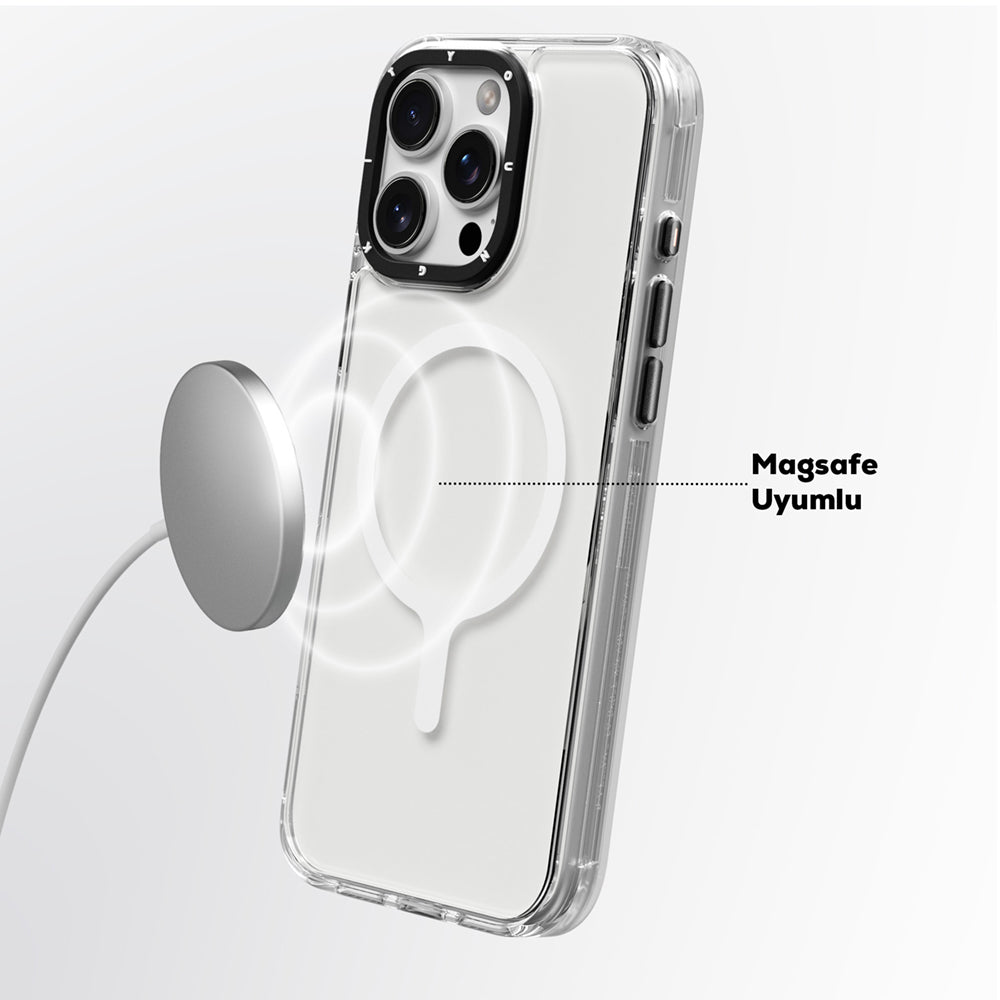 Apple iPhone 16 Pro Max Kılıf Magsafe Şarj Özellikli YoungKit Crystal Color Serisi Kapak Sarı