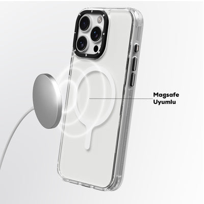 Apple iPhone 16 Pro Max Kılıf Magsafe Şarj Özellikli YoungKit Crystal Color Serisi Kapak Sarı