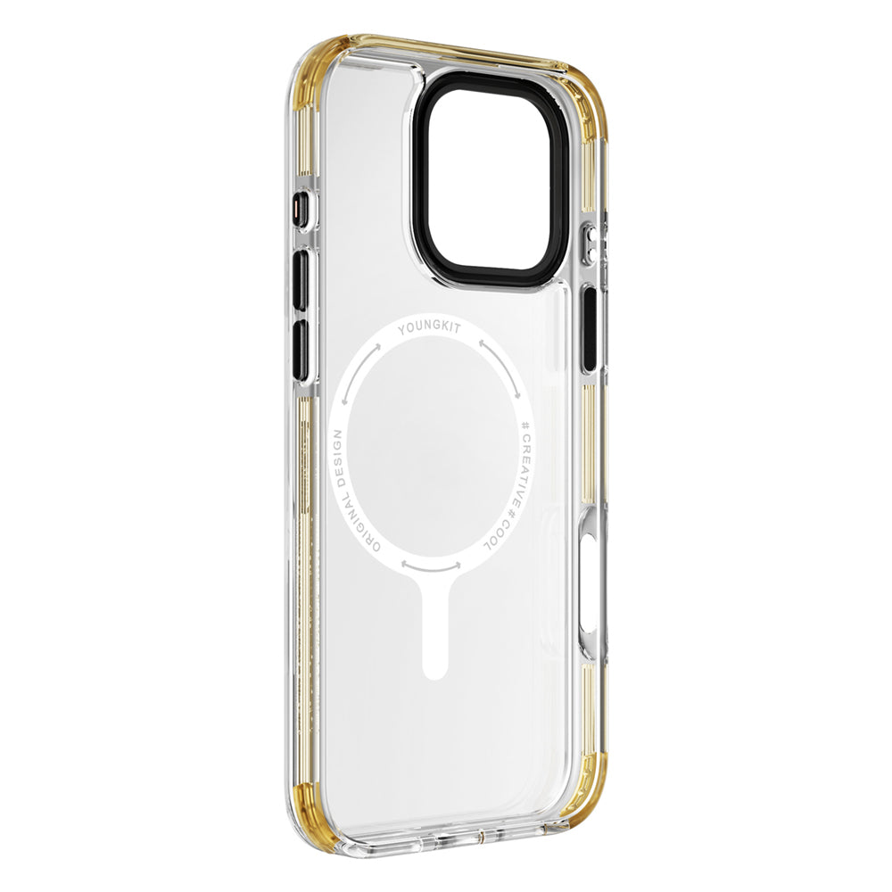 Apple iPhone 16 Pro Max Kılıf Magsafe Şarj Özellikli YoungKit Crystal Color Serisi Kapak Sarı