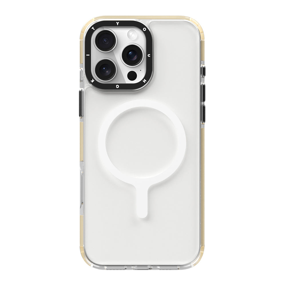 Apple iPhone 16 Pro Max Kılıf Magsafe Şarj Özellikli YoungKit Crystal Color Serisi Kapak Sarı