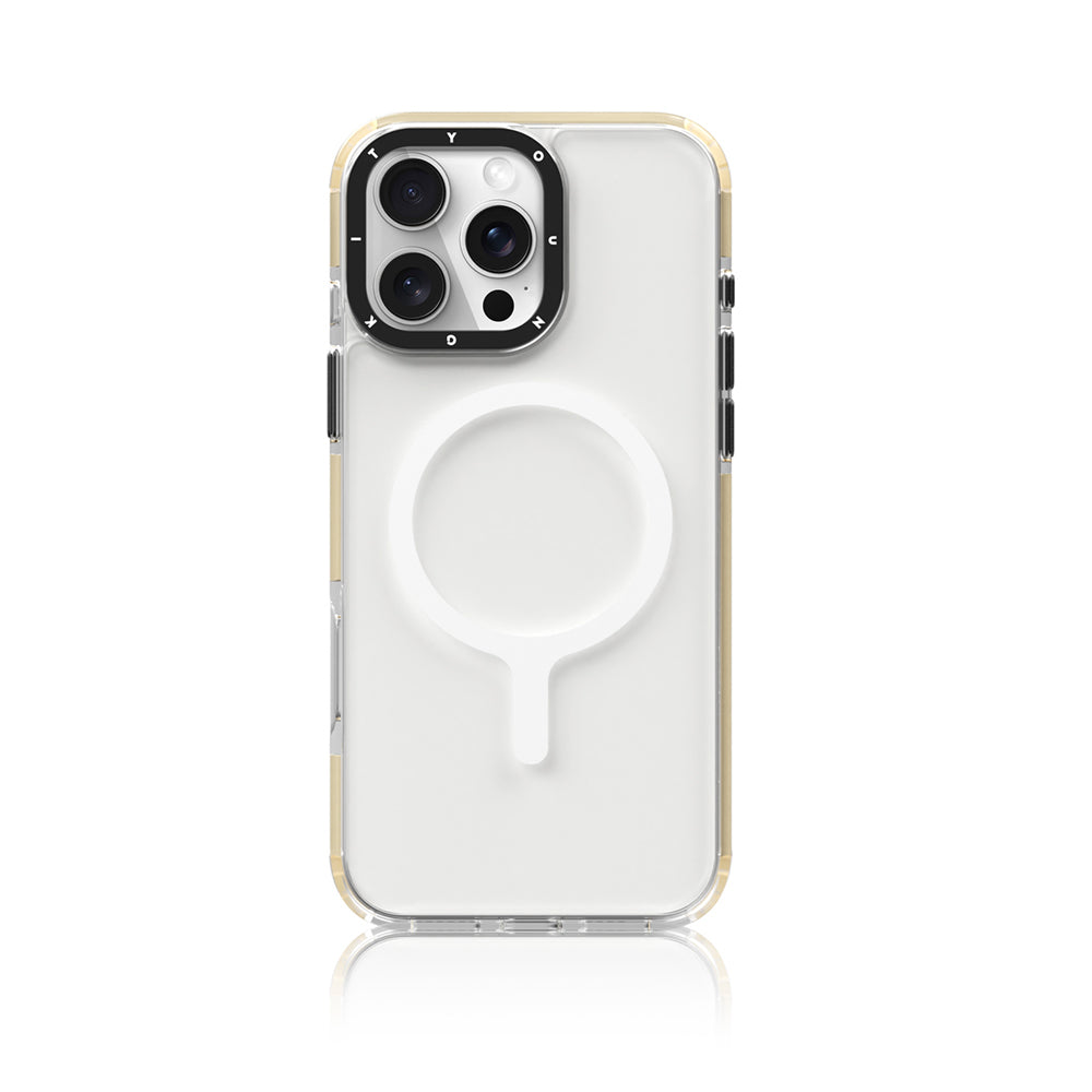 Apple iPhone 16 Pro Max Kılıf Magsafe Şarj Özellikli YoungKit Crystal Color Serisi Kapak Sarı