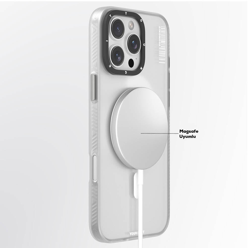 Apple iPhone 16 Pro Max Kılıf Magsafe Şarj Özellikli Youngkit Hidden Sand Serisi Kapak Gold