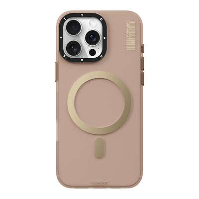 Apple iPhone 16 Pro Max Kılıf Magsafe Şarj Özellikli Youngkit Hidden Sand Serisi Kapak Gold